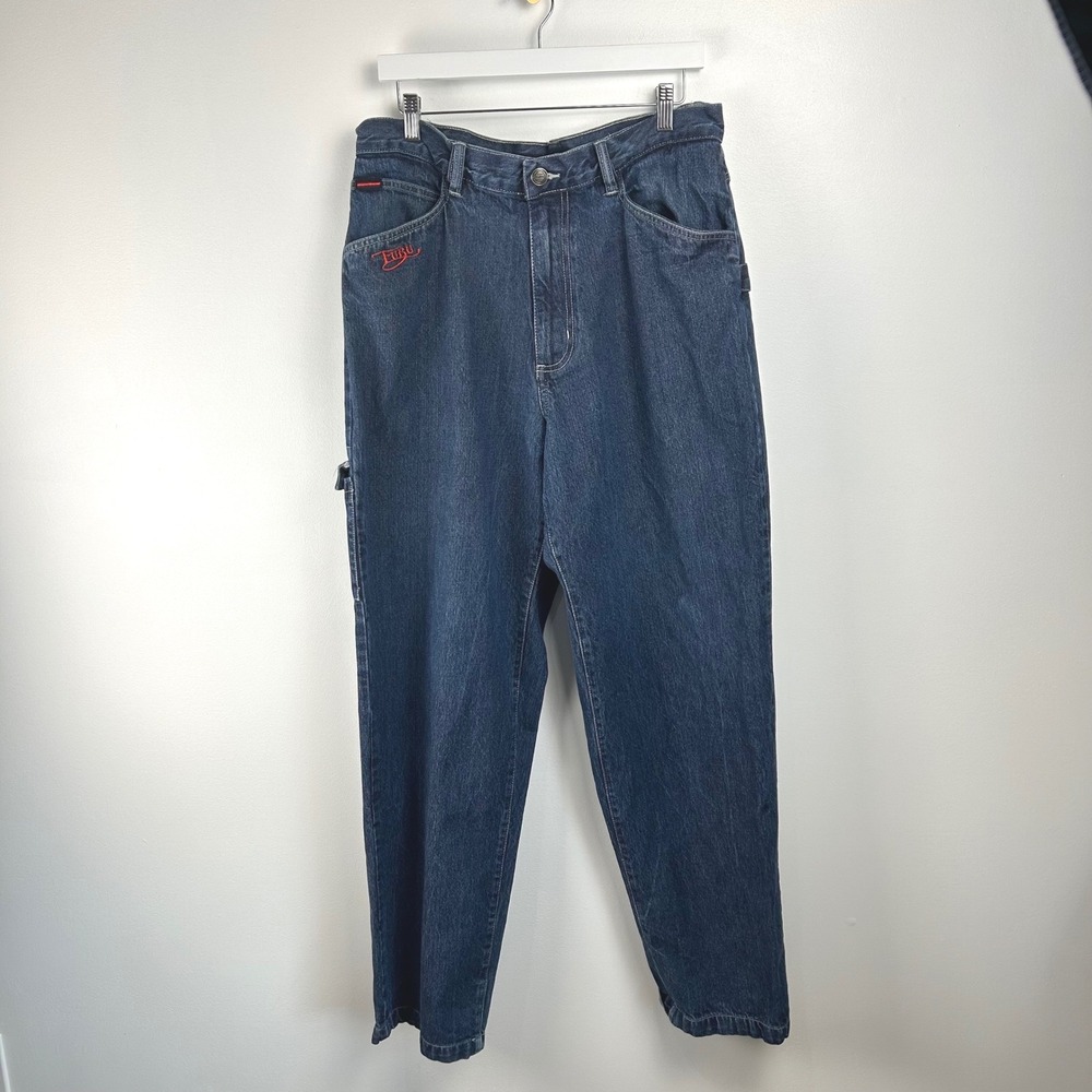 Vintage FUBU The Collection Mens Dark‎ Wash Denim Y2K Carpenter Jeans Size 34x34